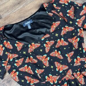 NWT Modcloth What's The Scoop? A-Line Dress Black Butterfly Print Womens L